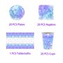 Fuwraixis Vaisselle de fête Frozen,Set de Vaisselle flocon de neige bleu et violet,20 serviettes de table 20 gobelets en papier 