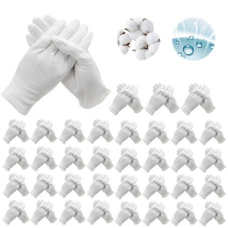 Lot de 72 gants blancs en coton : gants en coton blanc de soin