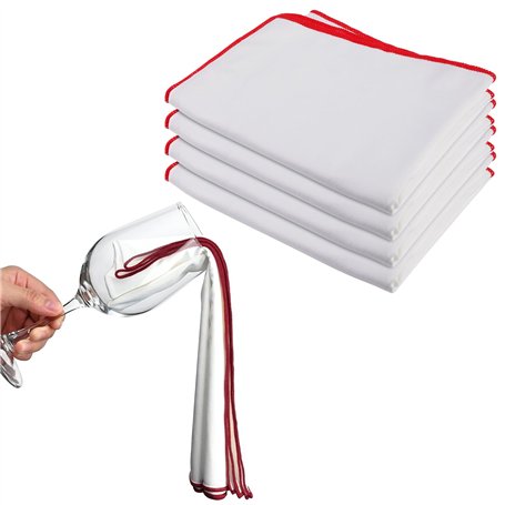 Vaileal Lot de 4 chiffons de polissage en microfibre pour verre à vin - 45 x 60 cm - Réutilisables - Sans traces - En microfibre