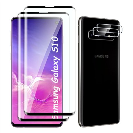 Fyqzio [2+2 Pièces Verre Trempé Pour Samsung Galaxy S10 et Caméra Arrière Protecteur