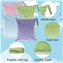 Lot de 4 grands sacs à langer imperméables réutilisables avec fermeture éclair pour bébé et voyage (bleu ciel + vert herbe + vio