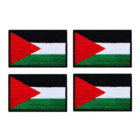 Lot de 4 écussons de drapeau palestinien tactique palestinien - Emblème national brodé - À coudre - Accessoires de bricolage - V