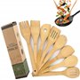 Lot de 8 Ustensiles de Cuisine en Bambou