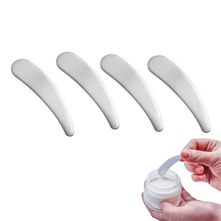 Yicoovey Lot de 4 spatules cosmétiques en métal - Spatules incurvées - Mini spatule cosmétique - Applicateur de maquillage - Cui