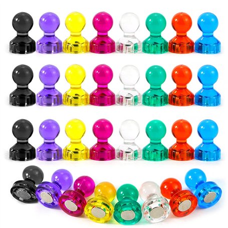 Lot de 32 aimants en plastique pour tableau blanc