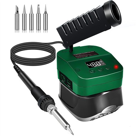 Fer à souder sans fil pour batterie Bosch Home and Garden 18 V PBA 60 W - Température réglable de 180 à 480 °C - Avec ports de c