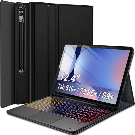 Nanhent Rétroéclairé Clavier Coque pour Samsung Galaxy Tab S10+ 2024 / S9+ Plus / S9 FE+ 12