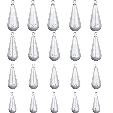mohito 20PCS Poids de Pêche Plombs Plomb Drop Shot 5g/10g/15g/20g Forme de Goutte Pêche Sinker pour la pêche en Mer et en Eau Do