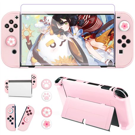 OLDZHU Coque Rose Compatible avec Nintendo Switch OLED