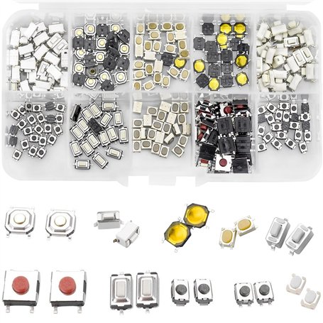 250pcs Tactile Bouton-Poussoir Micro Interrupteur Tactile Micro Bouton Tactile 12V avec Boîte en Plastique pour Télécommande Equ