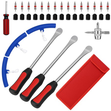 Druuzyl Kit Professionnel 3 Pièces pour Démonte Pneus - Levier et Cuillères en Acier pour Moto/Voiture/Vélo