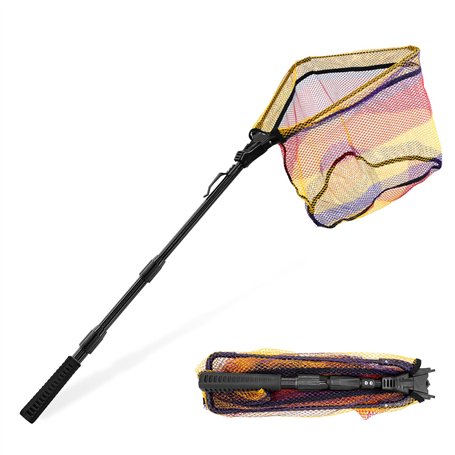 KOMCLUB Épuisette Pêche Pliable Téléscopique Antirouille