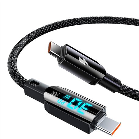 cable usb c vers usb c Câble de données PD 30W/3A Câble USB Type C à charge rapide avec affichage LED Tresse nylon Compatible iP