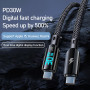 cable usb c vers usb c Câble de données PD 30W/3A Câble USB Type C à charge rapide avec affichage LED Tresse nylon Compatible iP