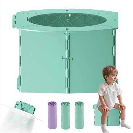 Pot pour enfants : pot de voyage pliable avec 3 rouleaux de sacs poubelles