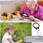 Loupe de Lecture,10X 30X Loupe Eclairante avec 3 LED,Loupe à Main à Double Lentille, Adaptée Aux Personnes âgées et Aux Enfants 