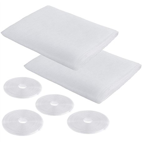 Fenêtre Moustiquaire Filet Lot de 2 rubans | 4 rouleaux autocollants | Fly Bug Moustiquaire Mosquito kit de protection | 2.0 m x