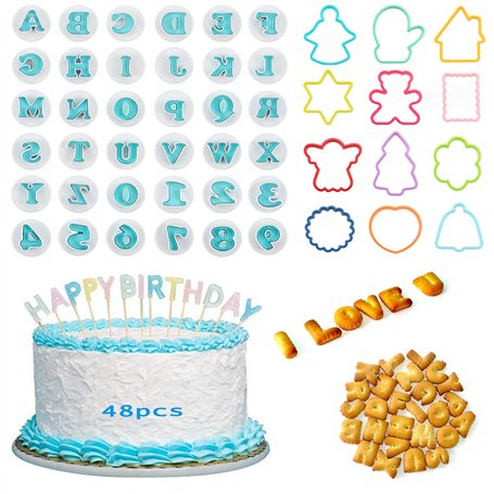 zhongguoqiaomao 48 Pièce Emporte-Pièce Lettres Alphabet Nombre Découpoirs pour Décoration Pâte à Sucre Biscuit