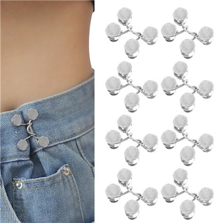 Lot de 8 Bouton Jean Clipsable Ajustable