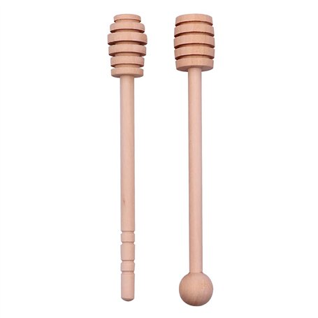 Zhongtou 2 Pièces Cuillere a Miel en Bois avec 16 cm de Long Manche en Bois Cuillère à Miel Barre d'agitation pour Pot Distribut