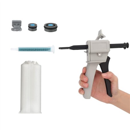 QINERSAW Pistolet à colle époxy 50ml AB avec 1 Aiguille à Mélanger et 1 Tuyau 2:1 pour 1:1 ou 2:1 Tuyau et Tuyau Double 50 ml