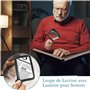Kolamom Loupe de Lecture avec 5 Lumières LED, Loupe de Lecture pour Seniors Pliable avec 2 Modes, Dimmable, 3X Loupe Grossissant