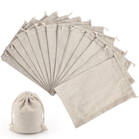 ZFOEFO Lot de 20 Sacs en Tissu en Coton 30 * 19.5CM Sac Cordon Coton Mousseline Réutilisable Sacs Tissu Cordon Sac de Toile de J