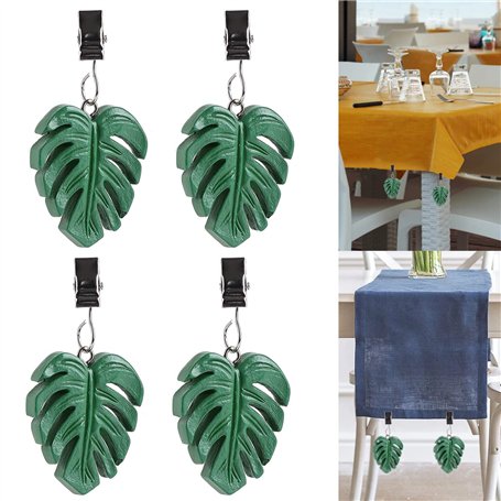 Lot de 4 Poids de Nappe Pinces à Nappes Feuille verte Poids Nappe de Table Exterieur