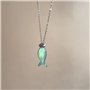 XFSRG Collier Femme Bijoux Acier Inoxydable avec Pendentif Poisson Vert - Chaine Argent pour Toutes Occasions