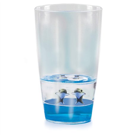 Deluxebase Floatarama Tumbler - Dauphin de Verre pour Enfant en Acrylique avec Figurines d'Animaux Flottants. Gobelet dauphin de