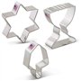 Ann Clark Cookie Cutters Lot de 3 emporte-pièces Hanoucca avec livret de recettes, étoile de David, toupie de Hanoucca et Menora