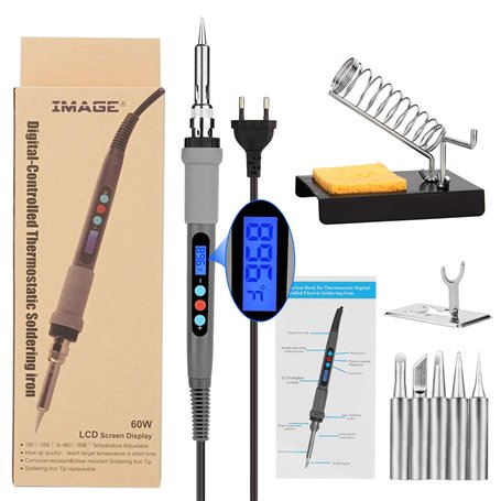IMAGE Fer à Souder Électronique de Rapide Chauffage de 60W 220V Soudure Electrique d’Affichage LCD de Température Réglable avec