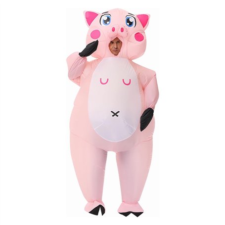 leiruo Déguisement Gonflable Cochon Costume de Cochon Gonflable pour Adulte Costume Gonflable Adulte Costume de Noël Halloween C