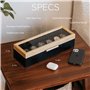 CASE ELEGANCE Boîte à Montres en Bois Massif Noir et Beige, Boite de Rangement pour Montres Organisateur avec Couvercle en Verre