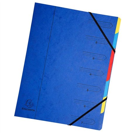 Exacompta - Réf. 54072E - 1 trieur dos agrafé - avec élastiques - couverture imprimée en carte lustrée et intérieur en carte rec