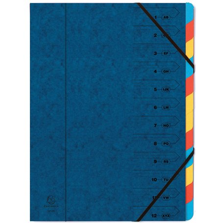 Exacompta - Réf. 54122E - 1 trieur dos agrafé - avec élastiques - couverture imprimée en carte lustrée et intérieur en carte rec