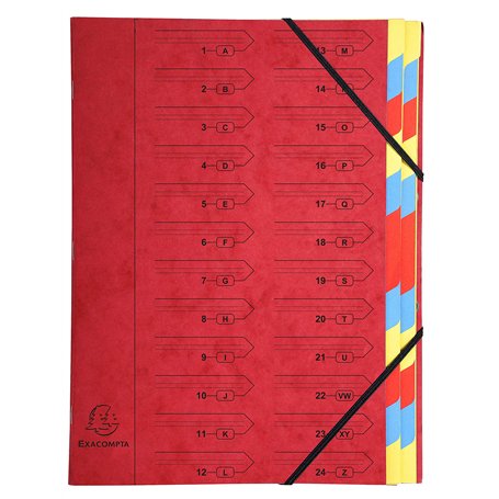 Exacompta - Réf. 54245E - 1 trieur dos agrafé - avec élastiques - couverture imprimée en carte lustrée et intérieur en carte rec