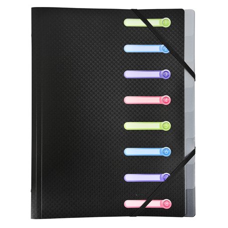 Exacompta - Réf. 56181E - 1 trieur Opak - 3 rabats - avec élastiques et fenêtres découpées - couverture et intérieur en PP - 8 c