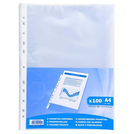 EXACOMPTA Sachet de 100 pochettes perforées grainées ECO 4/100eme