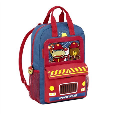 Viquel - Sac à dos enfant Mini Pompier - sac à dos maternelle 1 compartiment bleu et rouge