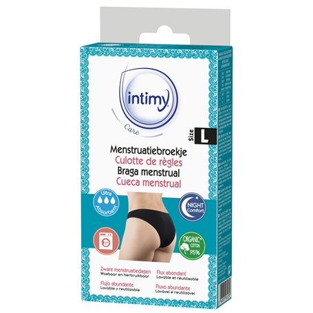 INTIMY CARE - Culotte menstruelle Taille L - Débit abondant - 95% Coton Écologique - Lavable et Réutilisable