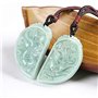LXMYLI Véritable Véritable Jade Emerald Jade Jadee Sculpté Dragon Phoenix Double Couples Collier Collier Pendentif amulette pour