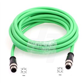 HangTon Encodeur Ethernet capteur caméra M12 4 broches D codé mâle vers M12 4 broches D mâle codage mâle pour Baumer Network Pro