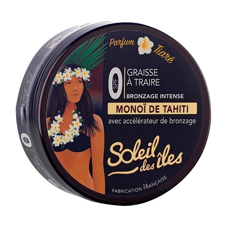 Soleil des Îles | Graisse à Traire au Monoï de Tahiti 100% Naturel avec Accélérateur de Bronzage - Sans Paraben