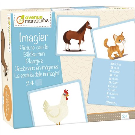 MY MANDARINE JE513C - un jeu éducatif de 24 cartes multilingues (10 langues) - À partir de 2 ans - IMAGIER Animaux familiers