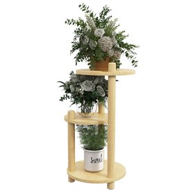 Outsunny Étagère à plantes en bois 3 niveaux piédestal étagères rondes à fleurs support de pots de fleurs 41L x 39l x 68H cm