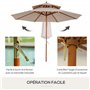 Outsunny Parasol droit parasol en bois parasol de jardin rond 2 toit polyester 180 g/m² dia. 2,7 x 2,6H m beige