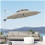 Outsunny Parasol déporté rond 3 x 2,5 m, parasol de jardin extérieur avec manivelle, base croisée, inclinable et rotatif à 360°,