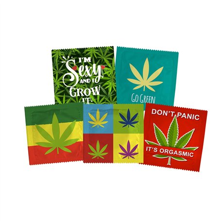 CALLVIN | Pack de 5 Préservatifs Weed 1 | Personnalisés Mesure ton Plaisir | Idée de Cadeau Drôle | Pour des Moments Amusants et
