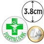 Badgmania Badge Magnétique 3.8cm Pharmacienne Caducée Esculape Croix Verte Fond Blanc Identifiant Pharmacie
